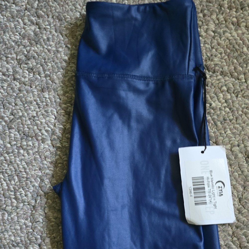 ZYIA Blue Metallic Leggings